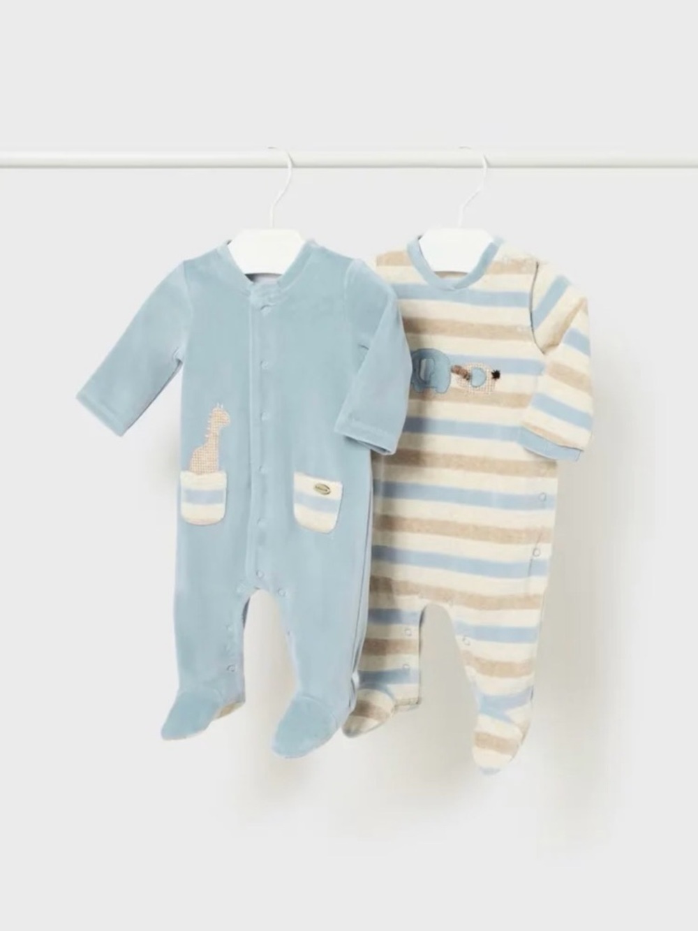 Polar Blue Elephant Velour Footie Set by Mayoral 1-2m, NWOT